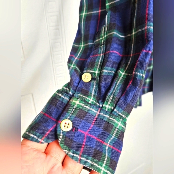 Ralph Lauren Boy Tartan Plaid Button Down Long Sleeve Shirt Navy L (14-16) - Picture 3 of 11